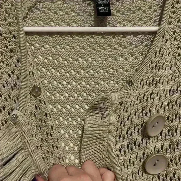 Vintage Cupio Ruffle Y2K Neutral light soft Sweater size L Boutique Style - Picture 5 of 8